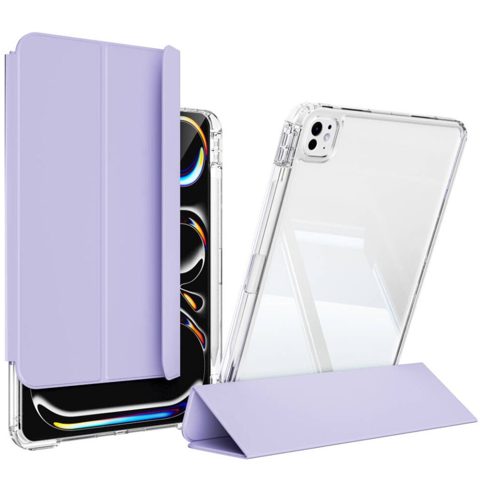 Apple iPad Pro 13 2024 Tablet Kılıf Magnetik Ayrılabilen Airbagli Ultra Korumalı Kapak (Sliding) Lavender