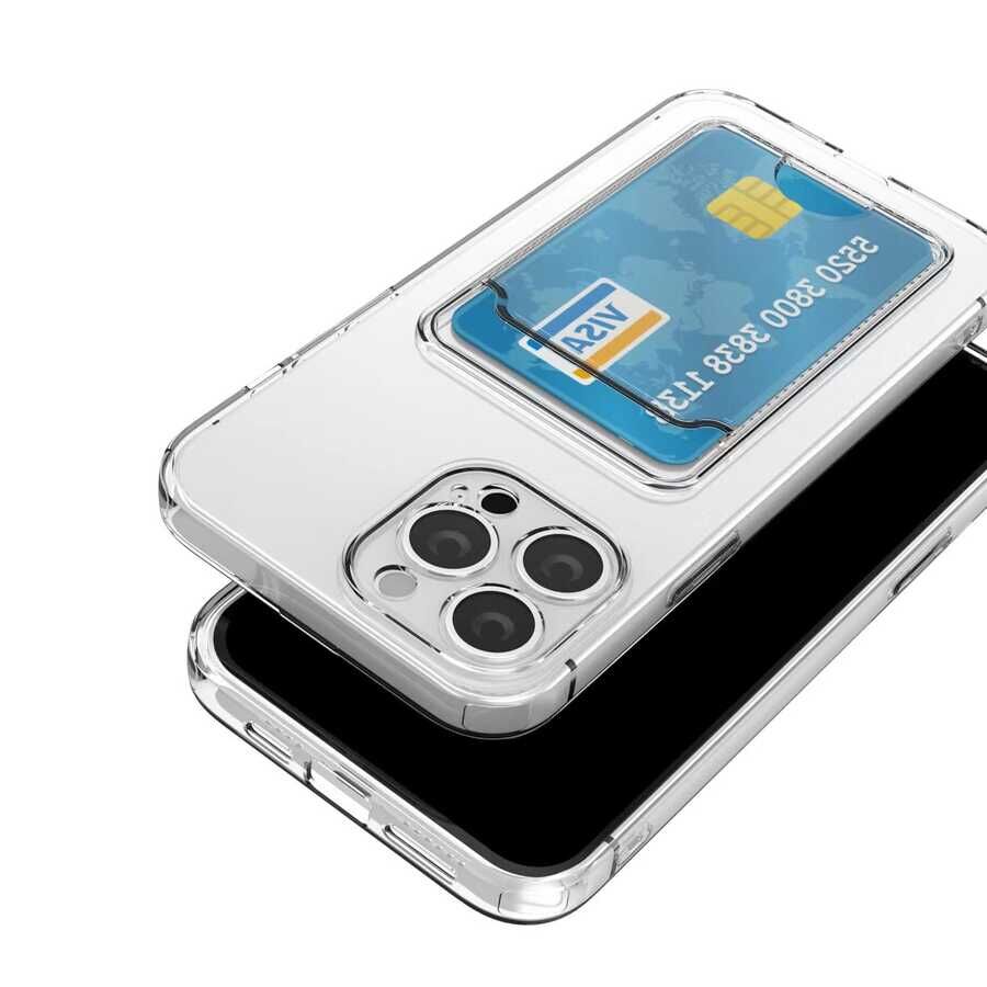 Apple iPhone 12 Pro Kılıf Kartlıklı Şeffaf HEPTEKİLETİŞİM Setra Clear Silikon Kapak