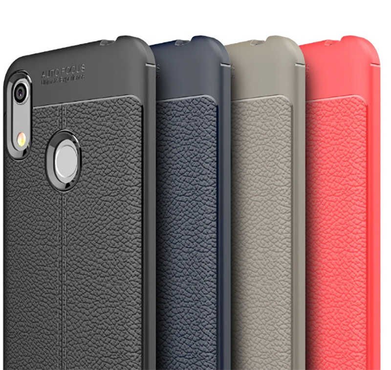 Huawei Honor 8A Kılıf Deri Görünümlü Renk Atmayan Dayanaklı Silikon Kapak (NİSS) Kırmızı