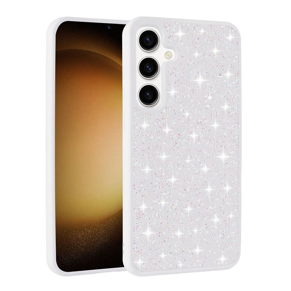 Samsung Galaxy S24 Plus Kılıf Parlak Taşlı Tasarım Kamera Kısmı Yükseltili Korumalı Kapak (Pırlanta) Pembe