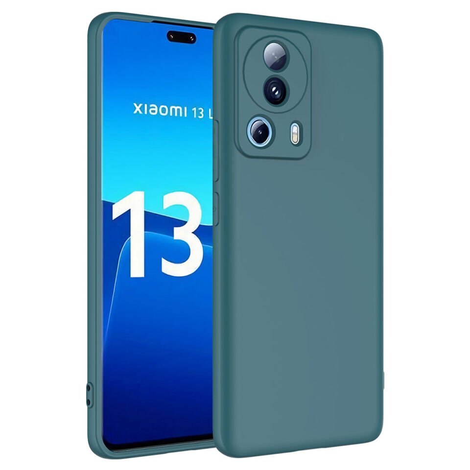 Xiaomi Mi 13 Lite Kadife İç Yüzey Yumuşak Dokulu Kamera Korumalı İnce Kapak (MARA) Koyu Yeşil