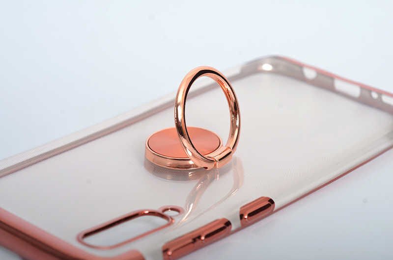 Xiaomi Mi 9 Kılıf Yüzüklü Standlı Silikon Köşeleri Renkli Kapak (GES) Kırmızı