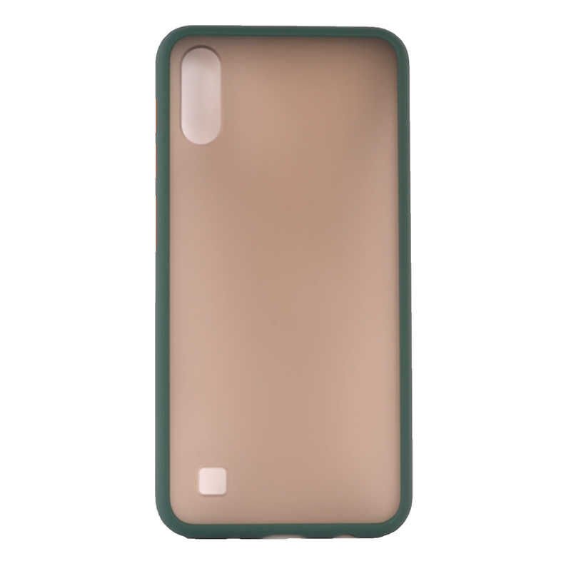 Samsung Galaxy A10 Kılıf Mat Parmak İzi Yapmaz Renkli Tuşlu Sert Silikon Kapak (fri) Koyu Yeşil