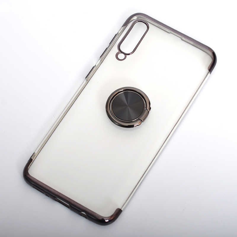 Xiaomi Mi 9 Kılıf Yüzüklü Standlı Silikon Köşeleri Renkli Kapak (GES) Mavi