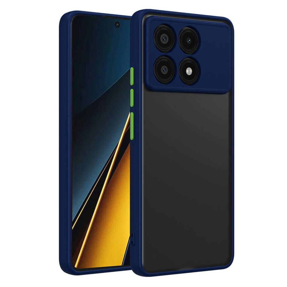 Xiaomi Poco X6 Pro Kılıf Mat Kamera Korumalı Renkli Tuşlu Sert Silikon Kapak (HUX) Lacivert