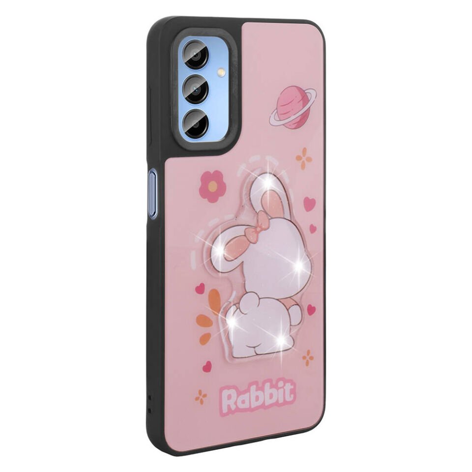 Samsung Galaxy A15 Kılıf Parlayan Kabartmalı İkonik Figürlü Silikon Kapak (Amas) Siyah