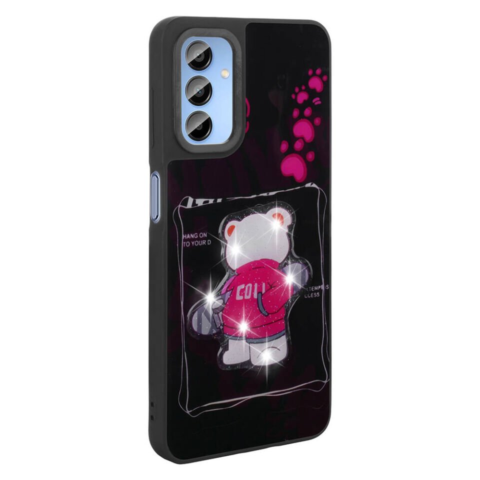 Samsung Galaxy A15 Kılıf Parlayan Kabartmalı İkonik Figürlü Silikon Kapak (Amas) Siyah