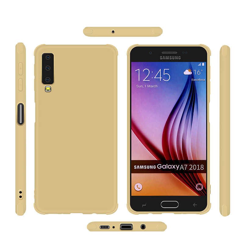 Samsung Galaxy A7 2018 Sililkon Mat Soft Yüzeyli Kapak (NEVA) Gold