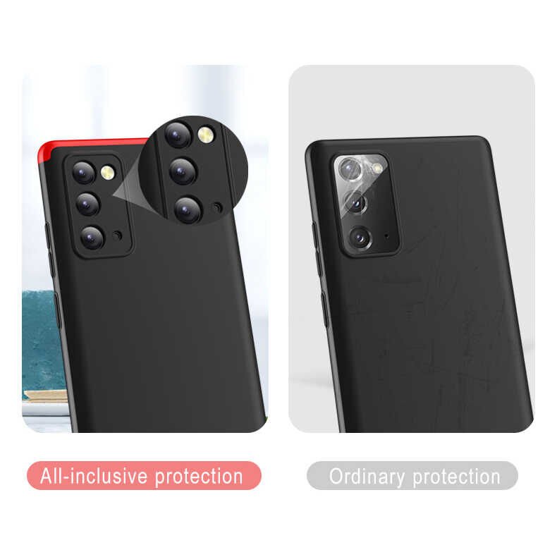 Samsung Galaxy Note 20 Kılıf 360 Tam Koruma Ön Ve Arka Sert Mika Kapak Orjinal Ays Gkk Kapak Siyah-Mavi