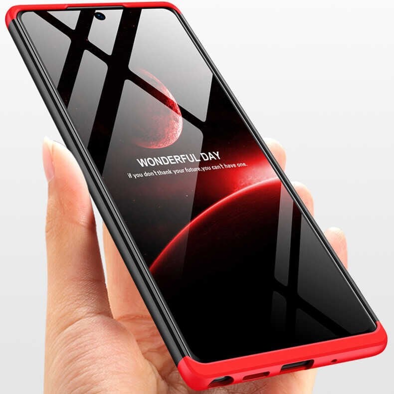 Samsung Galaxy Note 20 Kılıf 360 Tam Koruma Ön Ve Arka Sert Mika Kapak Orjinal Ays Gkk Kapak Siyah-Mavi