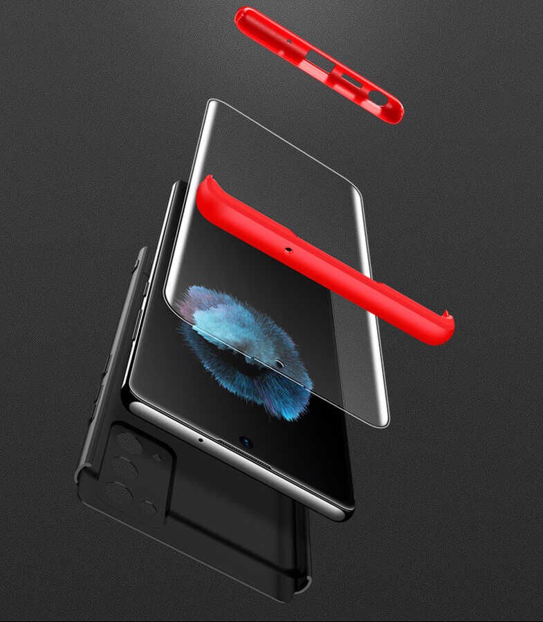 Samsung Galaxy Note 20 Kılıf 360 Tam Koruma Ön Ve Arka Sert Mika Kapak Orjinal Ays Gkk Kapak Siyah-Mavi