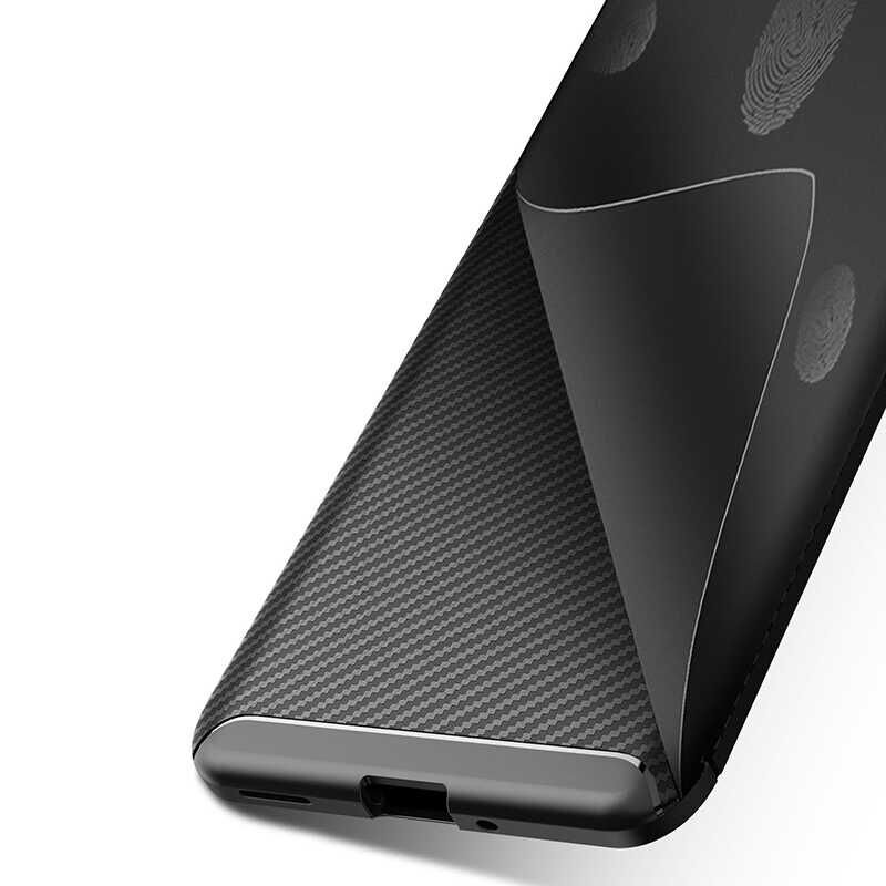 Huawei P Smart S (Y8P) Kılıf Kamera Çıkıntılı Karbon Fiber Dokulu Renk Atmaz Kapak (NEGRO) Lacivert