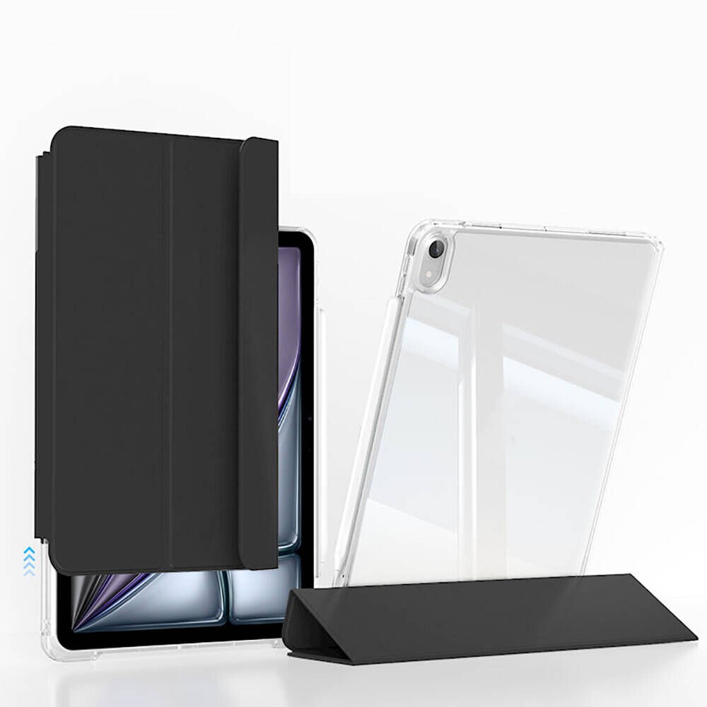 Apple iPad Air 13 2024 Tablet Kılıf Magnetik Ayrılabilen Airbagli Ultra Korumalı Kapak (Sliding) Siyah