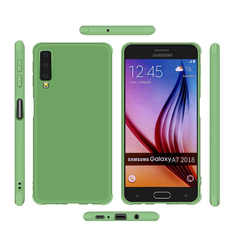 Samsung Galaxy A7 2018 Sililkon Mat Soft Yüzeyli Kapak (NEVA) Yeşil
