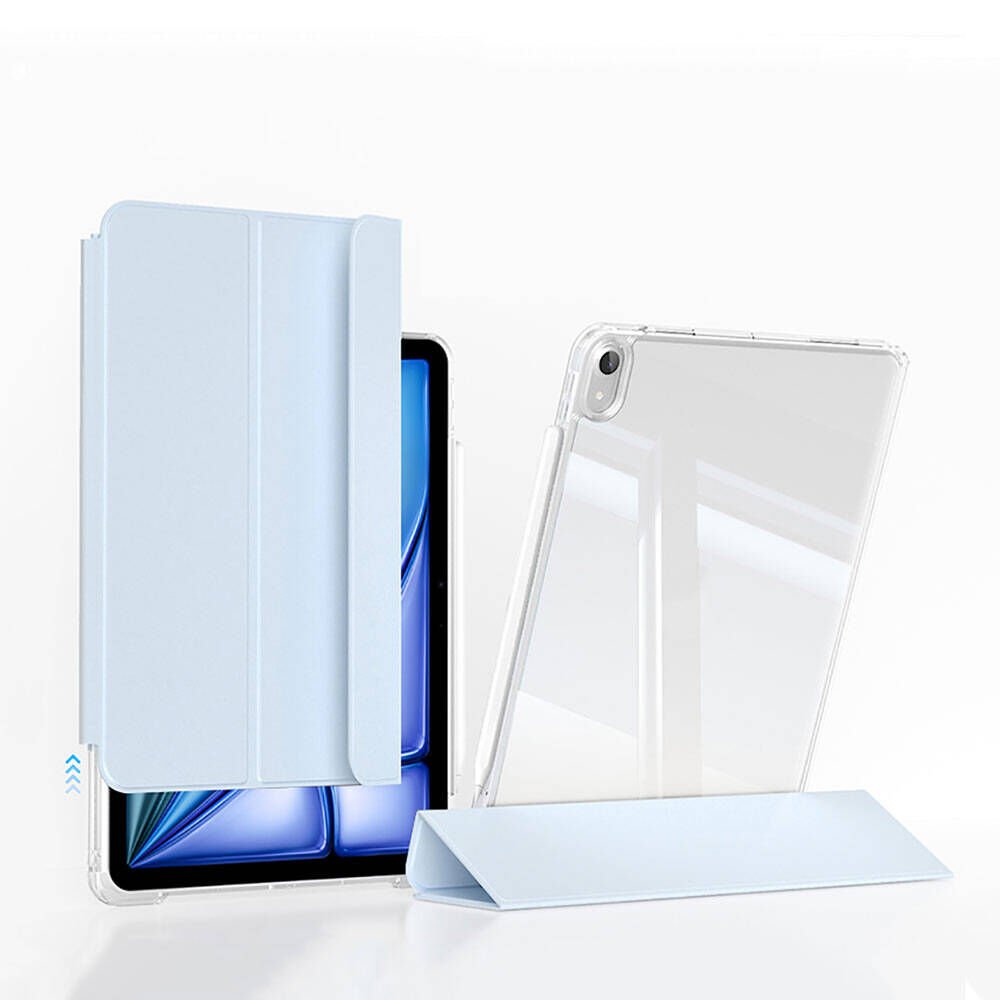 Apple iPad Air 11 2024 Tablet Kılıf Magnetik Ayrılabilen Airbagli Ultra Korumalı Kapak (Sliding) Mavi Açık