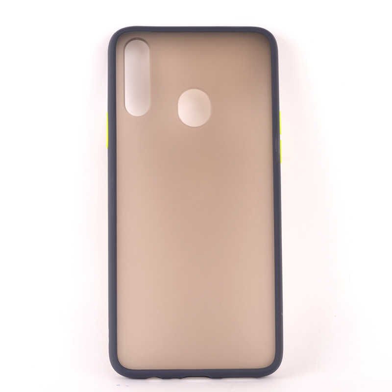 Samsung Galaxy A10S Kılıf Mat Parmak İzi Yapmaz Renkli Tuşlu Sert Silikon Kapak (fri) Lacivert