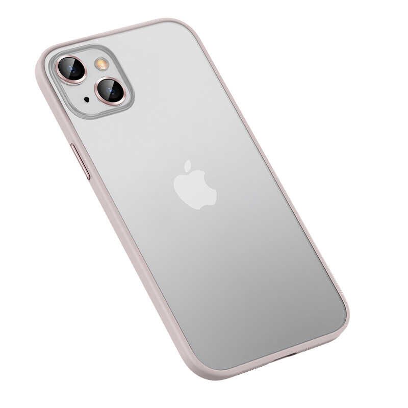 Apple  iPhone 13 Kılıf Lens Koruyuculu Kenarları Renkli Arkası Mat Kapak (retro) Rose Gold