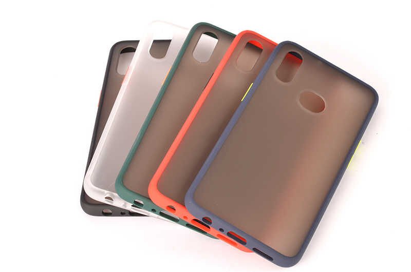 Samsung Galaxy A10S Kılıf Mat Parmak İzi Yapmaz Renkli Tuşlu Sert Silikon Kapak (fri) Koyu Yeşil