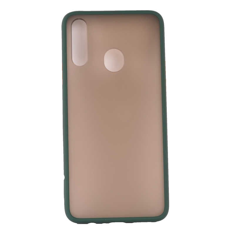 Samsung Galaxy A10S Kılıf Mat Parmak İzi Yapmaz Renkli Tuşlu Sert Silikon Kapak (fri) Koyu Yeşil