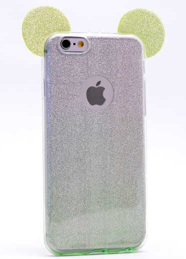 Apple iPhone 6 Plus Kılıf HEPTEKİLETİŞİM Micky Kulaklı Simli Silikon