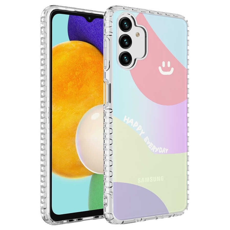 Samsung Galaxy A13 4G Kılıf Kamera Çıkıntılı Airbag Kenarlı Darbe Emici Desenli Kapak (ELEGANS) NO7