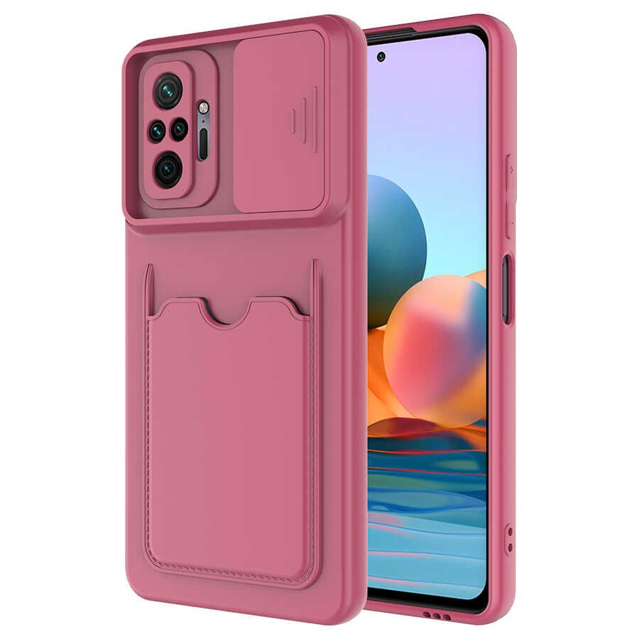 Xiaomi Redmi Note 10 Pro Kılıf Cüzdan Sürgülü Kamera Korumalı Kartllıklı Bölmeli Kapak (Kartix) Koyu Mor