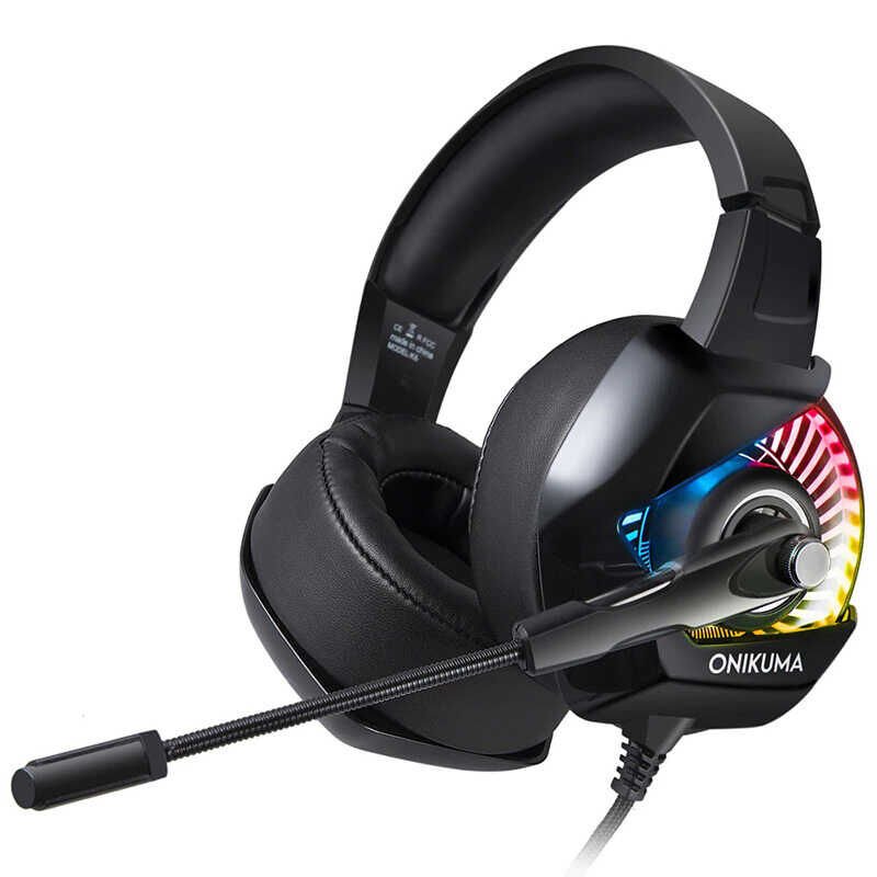 Hafif Portatif Kolayca Katlanıp Taşınabilir Dizayn Kulaklık (Onikuma K6 RGB Oyuncu Kulaklığı 3.5mm) Siyah