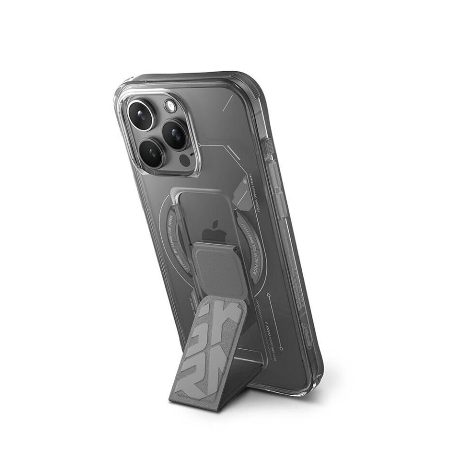 Apple iPhone 15 Pro Max Kılıf Magsafe Şarj Özellikli Teknoloji Desenli Standlı Skinarma Helio Kapak