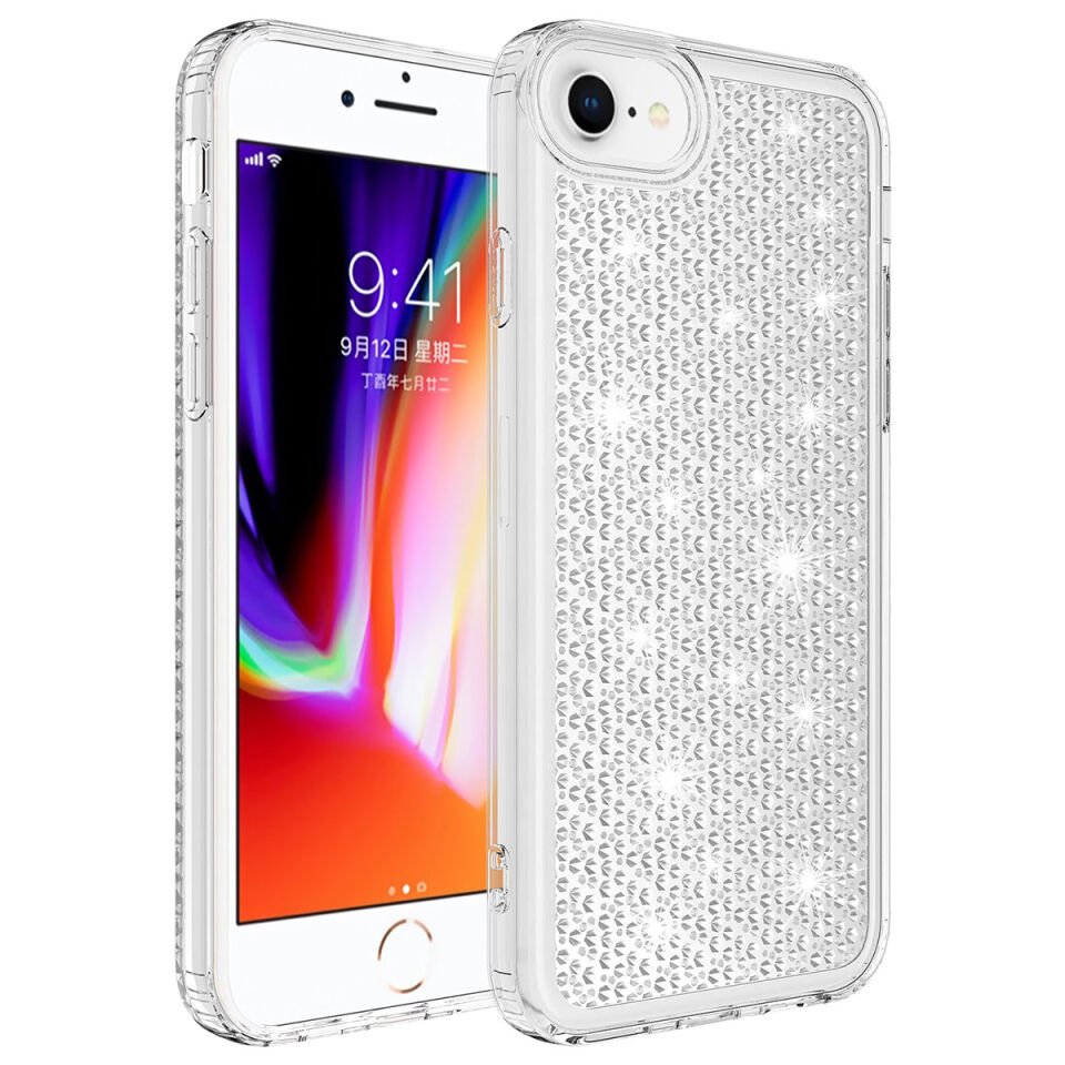 Apple iPhone SE 2022 Kılıf Airbagli Parlak Tasarımlı HEPTEKİLETİŞİM Snow Kapak