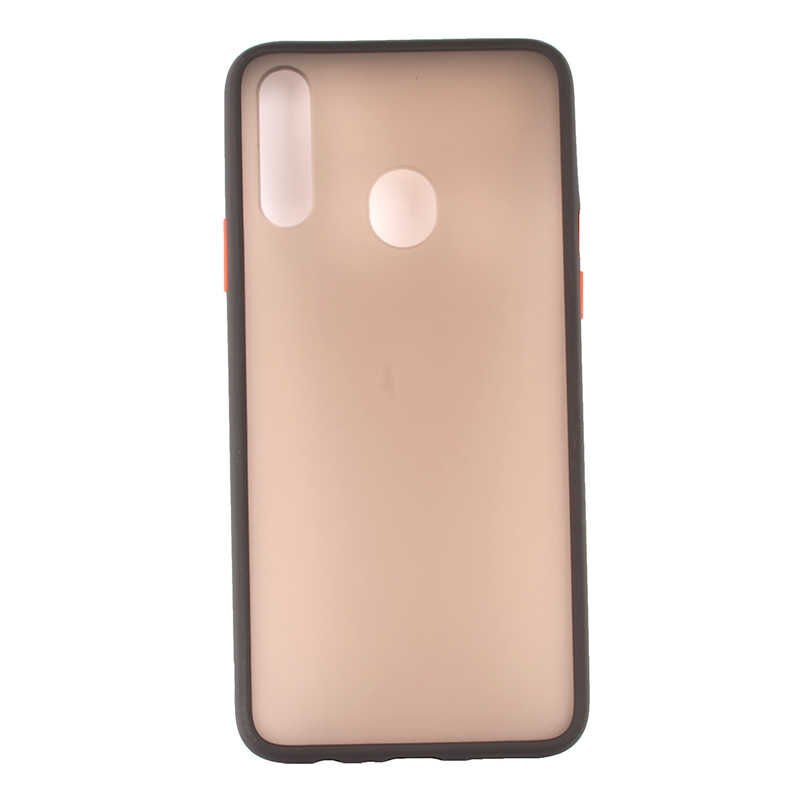 Samsung Galaxy A20S Kılıf Mat Parmak İzi Yapmaz Renkli Tuşlu Sert Silikon Kapak (fri) Siyah