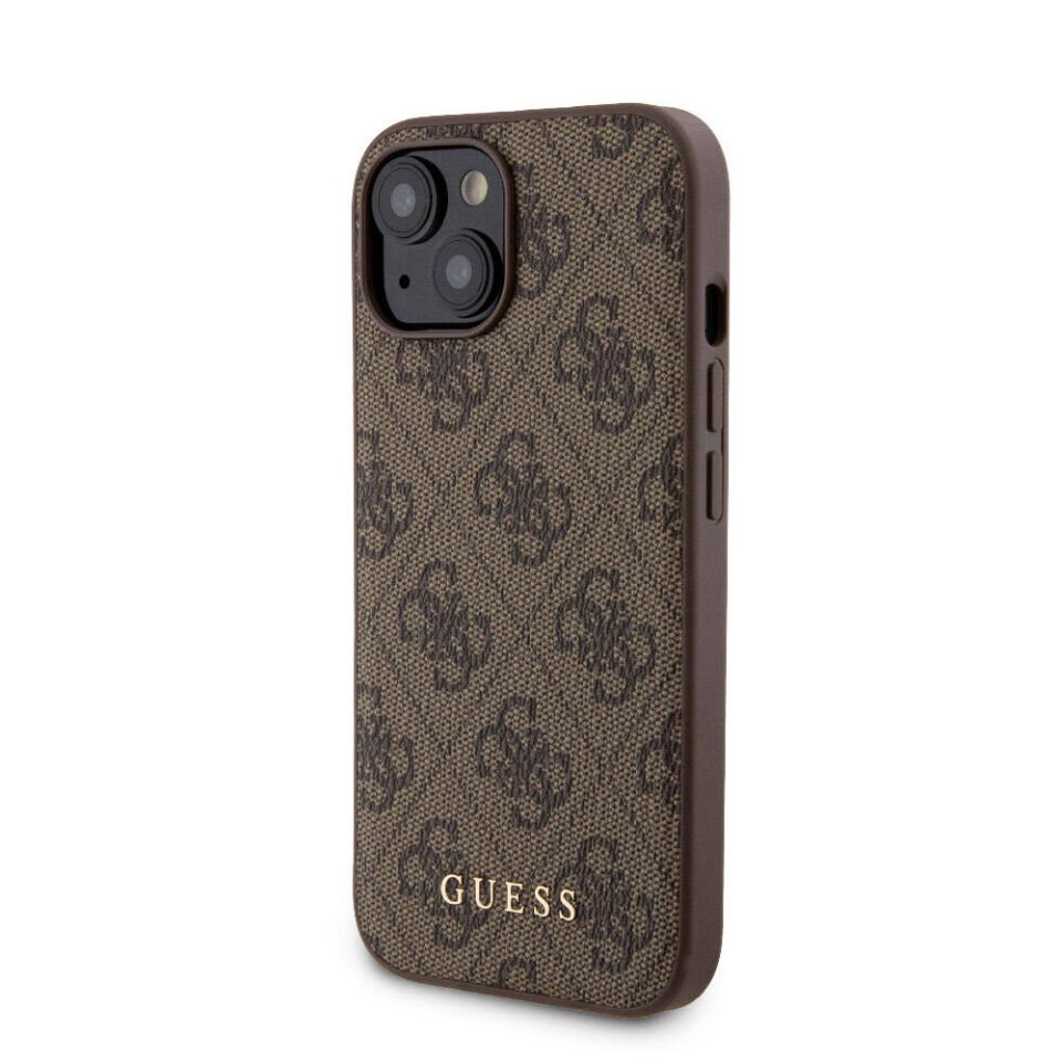 Apple iPhone 15 Kılıf Guess Orjinal Lisanslı Magsafe Şarj Özellikli Yazı Logolu 4G Desenli Kapak + Powerbank 5000mAh 2in1 Set