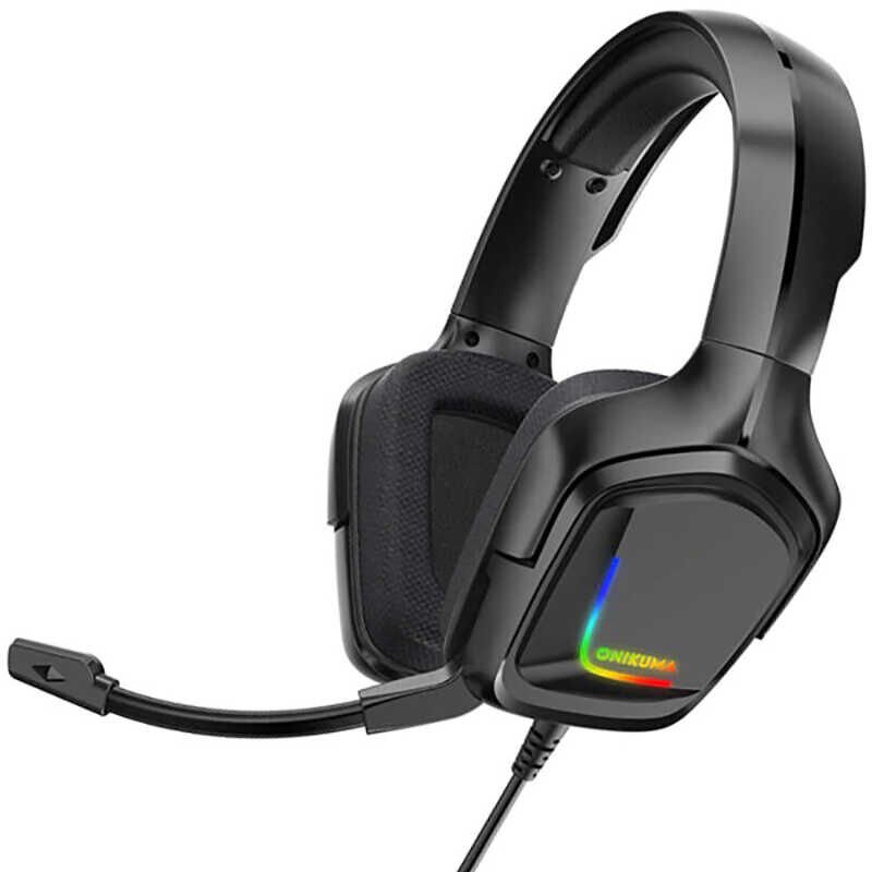 Hafif Portatif Kolayca Katlanıp Taşınabilir Dizayn Kulaklık (Onikuma K20 RGB Oyuncu Kulaklığı 3.5mm) Siyah