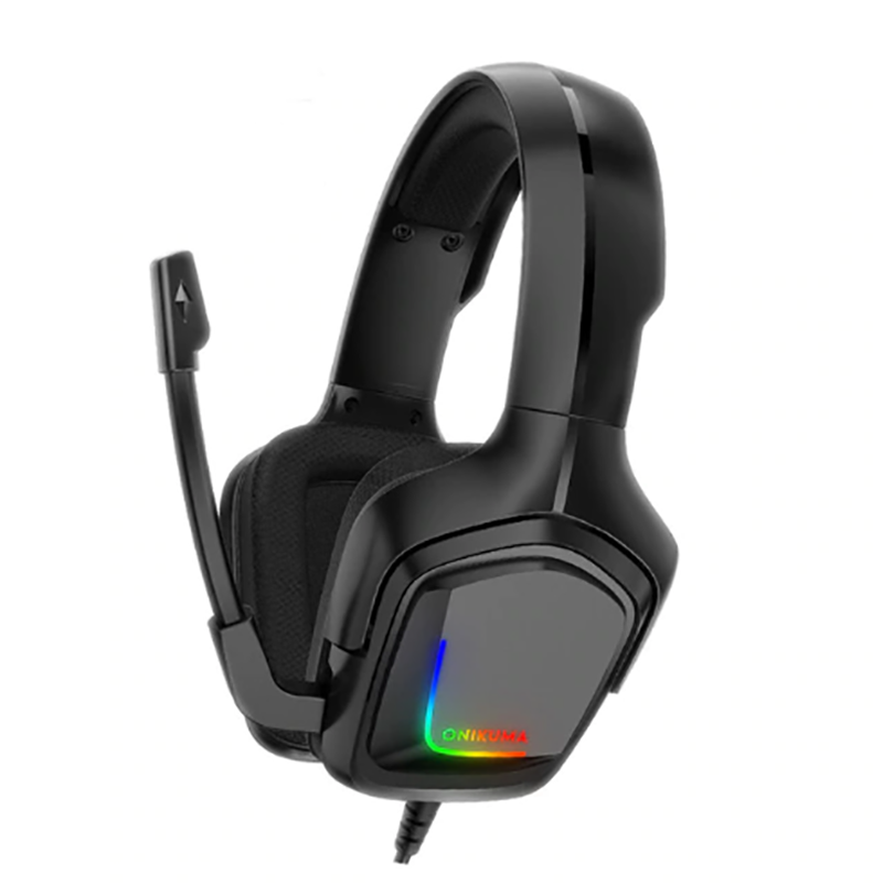 Hafif Portatif Kolayca Katlanıp Taşınabilir Dizayn Kulaklık (Onikuma K20 RGB Oyuncu Kulaklığı 3.5mm) Siyah