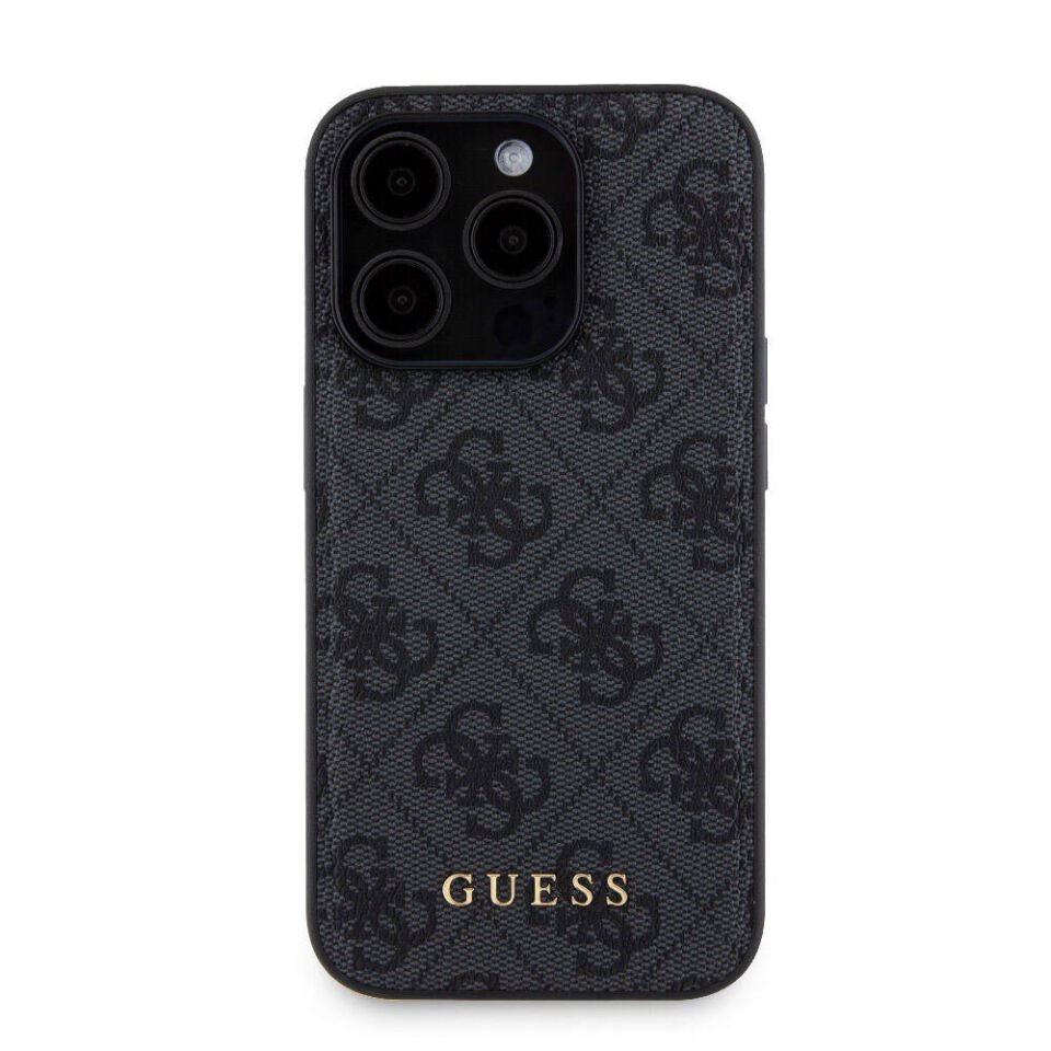Apple iPhone 15 Pro Kılıf Guess Orjinal Lisanslı Magsafe Şarj Özellikli Yazı Logolu 4G Desenli Kapak + Powerbank 5000mAh 2in1 Set