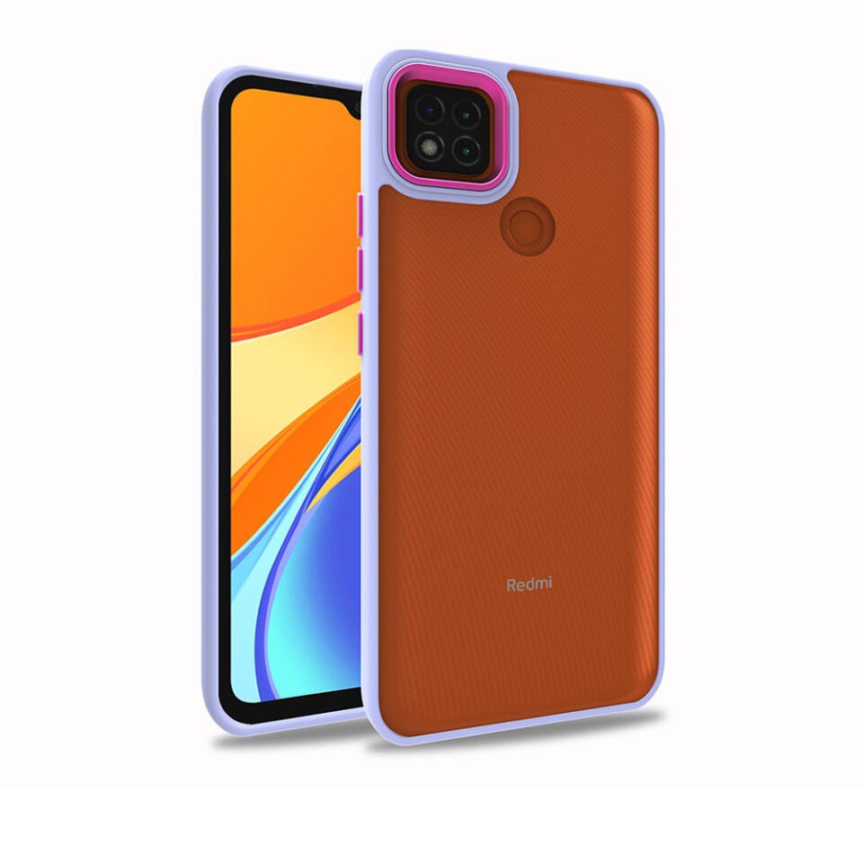 Xiaomi Redmi 9C Kılıf Kamera Çıkıntılı Arkası Şeffaf Hassas Tuşlu Kenarlı Kapak (Flora) Kırmızı