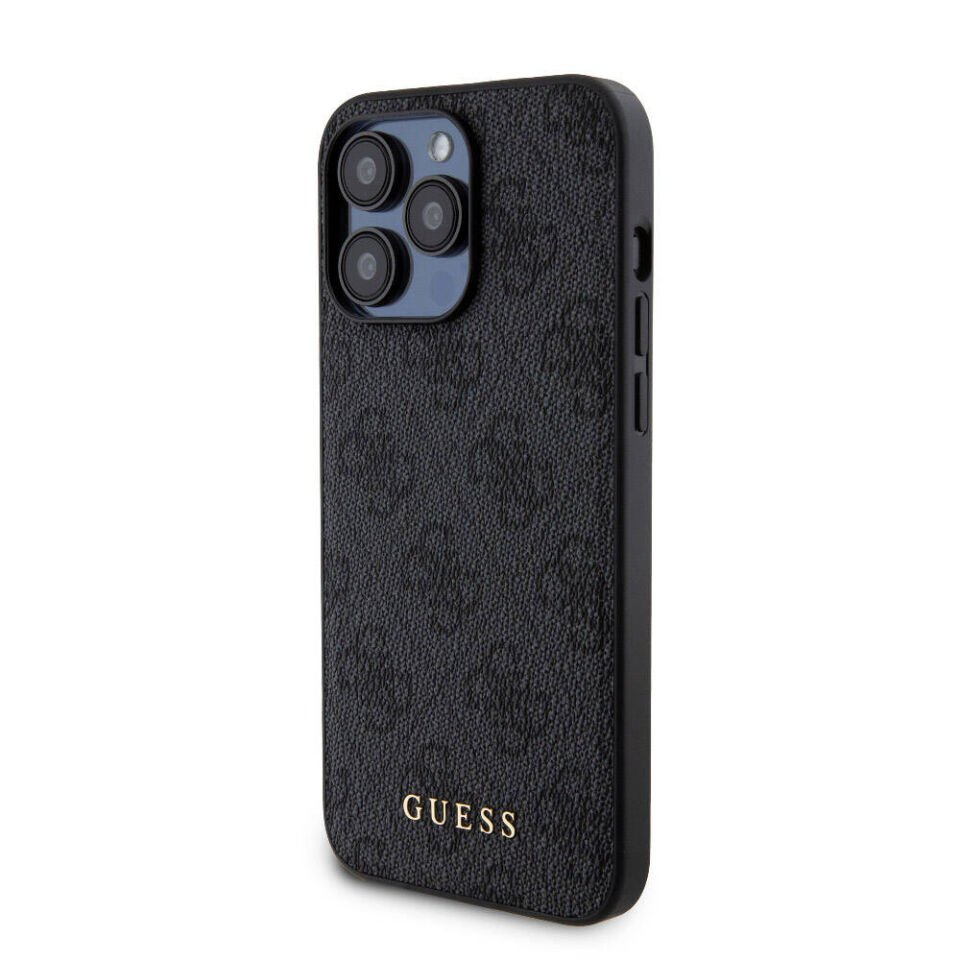 Apple iPhone 15 Pro Max Kılıf Guess Orjinal Lisanslı Magsafe Şarj Özellikli Yazı Logolu 4G Desenli Kapak + Powerbank 5000mAh 2in1 Set