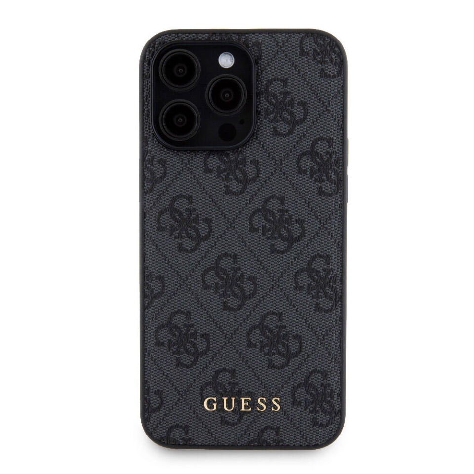 Apple iPhone 15 Pro Max Kılıf Guess Orjinal Lisanslı Magsafe Şarj Özellikli Yazı Logolu 4G Desenli Kapak + Powerbank 5000mAh 2in1 Set