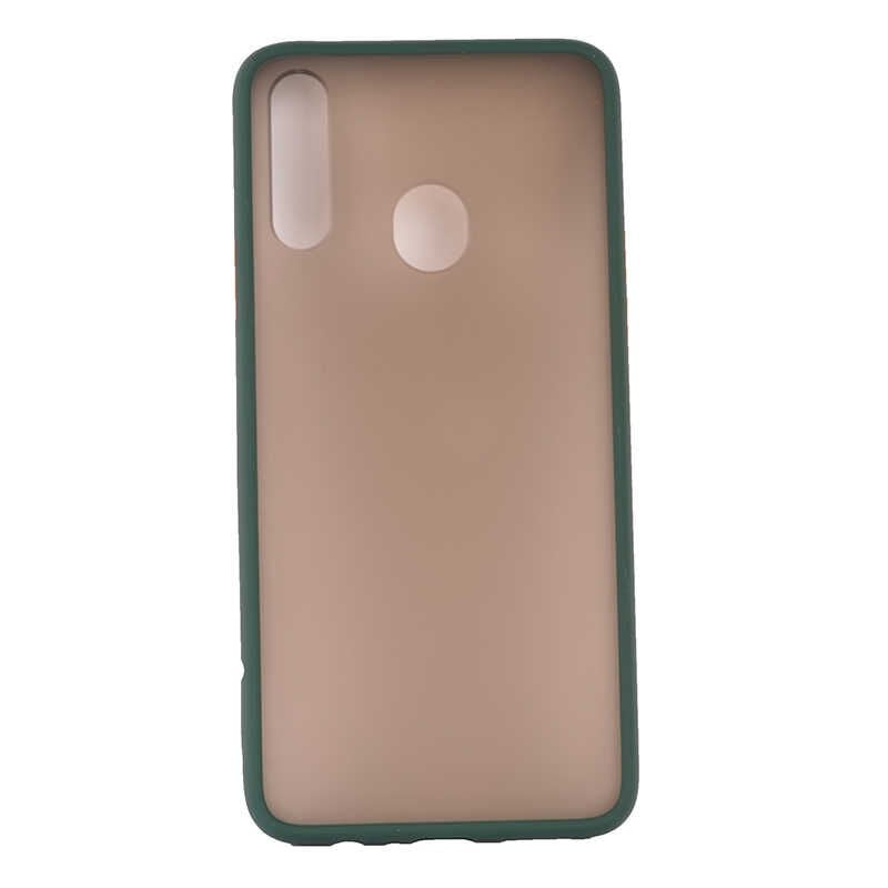 Samsung Galaxy A20S Kılıf Mat Parmak İzi Yapmaz Renkli Tuşlu Sert Silikon Kapak (fri) Koyu Yeşil