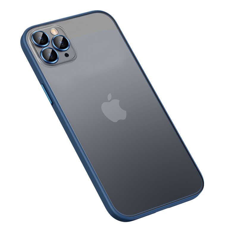 Apple  iPhone 13 Pro Kılıf Lens Koruyuculu Kenarları Renkli Arkası Mat Kapak (retro) Lacivert