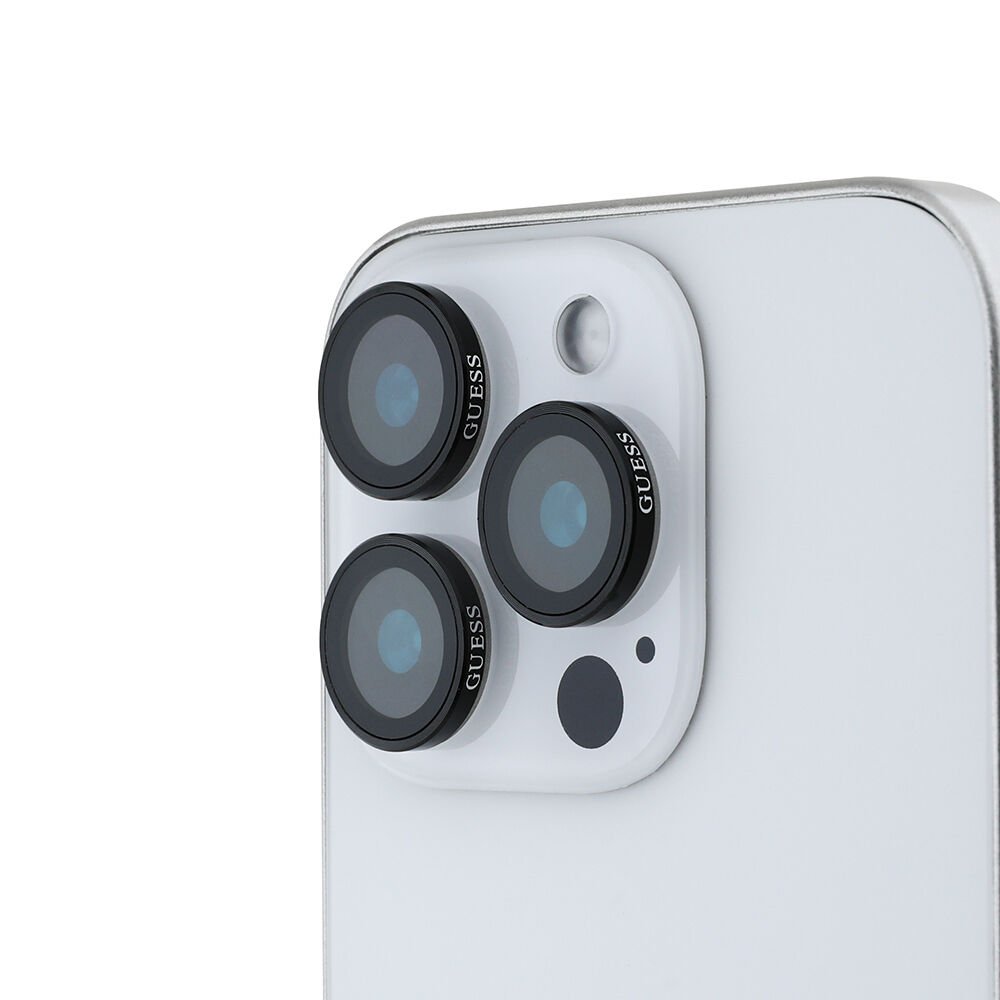 Apple iPhone 15 Pro Guess Orjinal Lisanslı Metal Kamera Lens Koruyucu