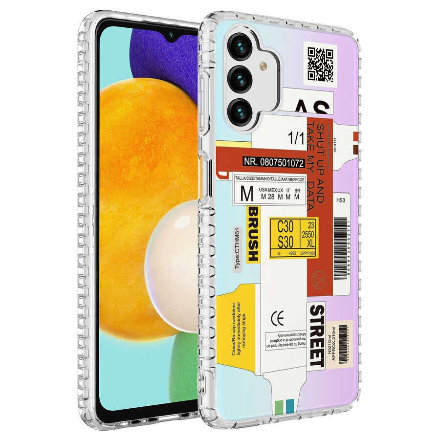 Samsung Galaxy A13 4G Kılıf Kamera Çıkıntılı Airbag Kenarlı Darbe Emici Desenli Kapak (ELEGANS) NO2