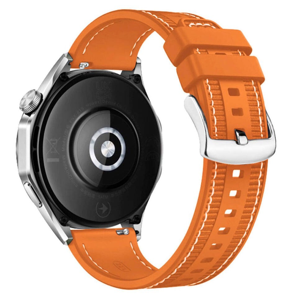 Samsung Galaxy Watch 46mm / Watch 3 45mm / 22mm Silikon Kordon Dikiş Desenli (krd-102) Siyah