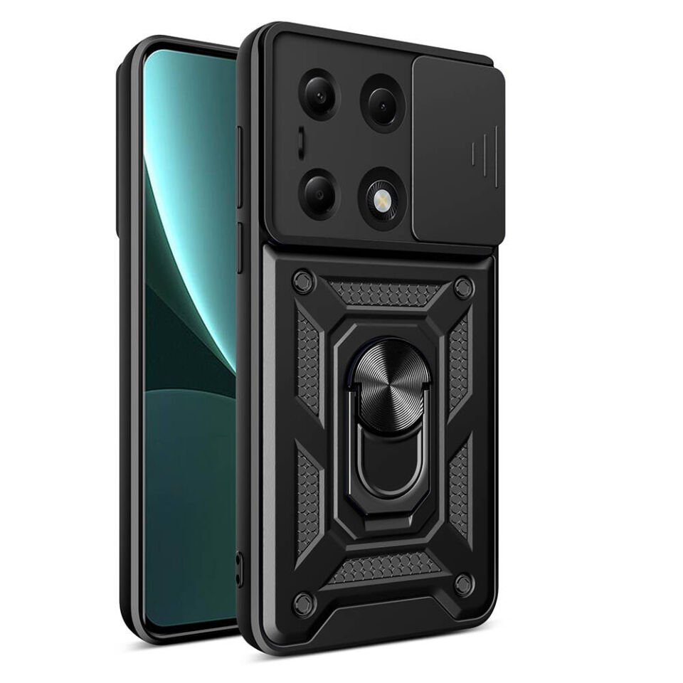 Xiaomi Redmi Note 13 Pro 4G Kılıf Magnetik Standlı Kamera Korumalı HEPTEKİLETİŞİM Sürgülü Vega Kapak