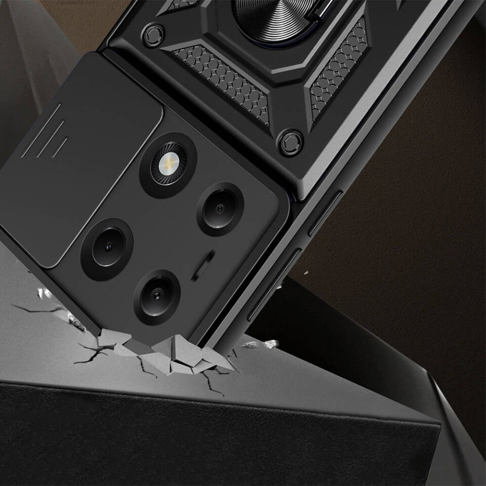 Xiaomi Redmi Note 13 Pro 4G Kılıf Magnetik Standlı Kamera Korumalı HEPTEKİLETİŞİM Sürgülü Vega Kapak
