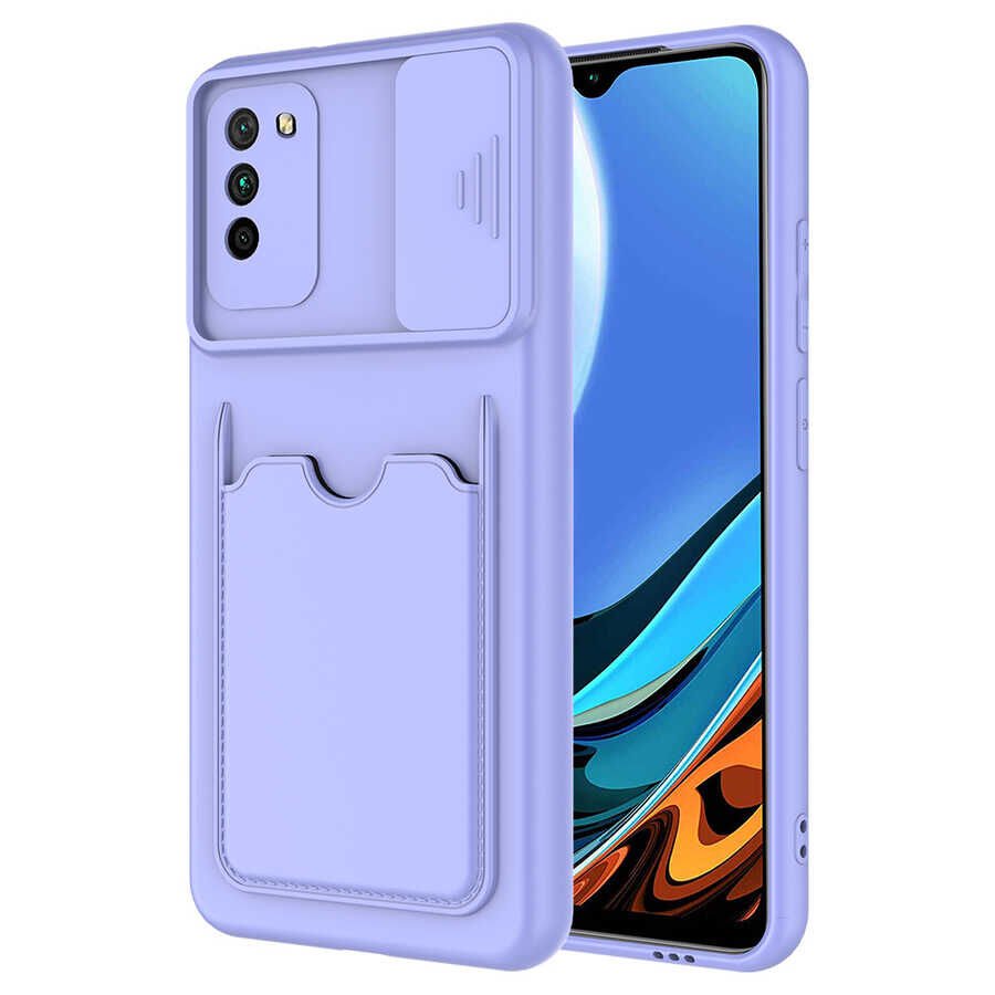Xiaomi Poco M3 Kılıf Cüzdan Sürgülü Kamera Korumalı Kartllıklı Bölmeli Kapak (Kartix) Kırmızı