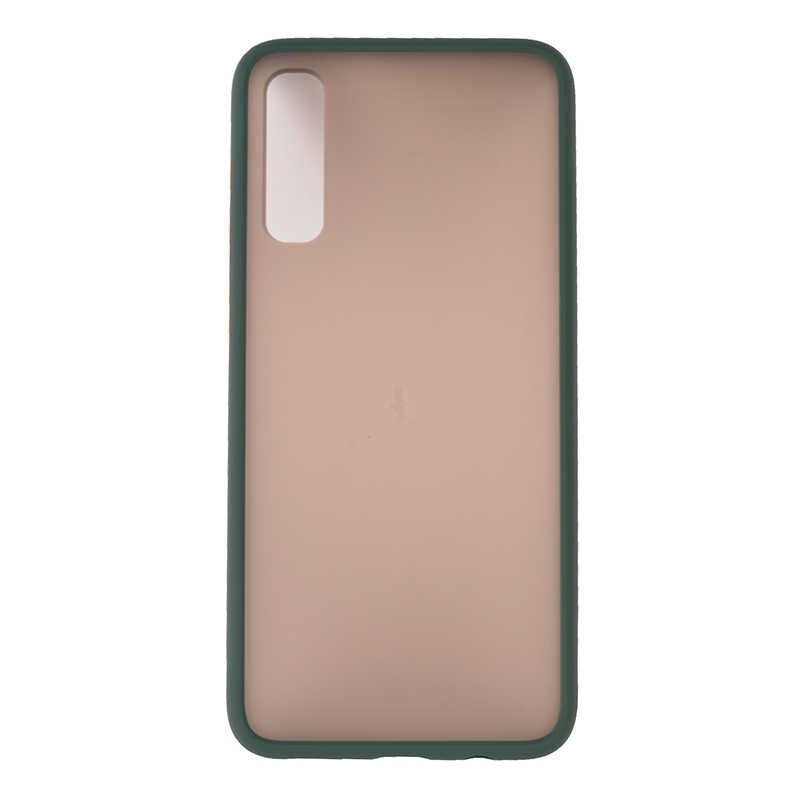 Samsung Galaxy A70 Kılıf Mat Parmak İzi Yapmaz Renkli Tuşlu Sert Silikon Kapak (fri) Koyu Yeşil