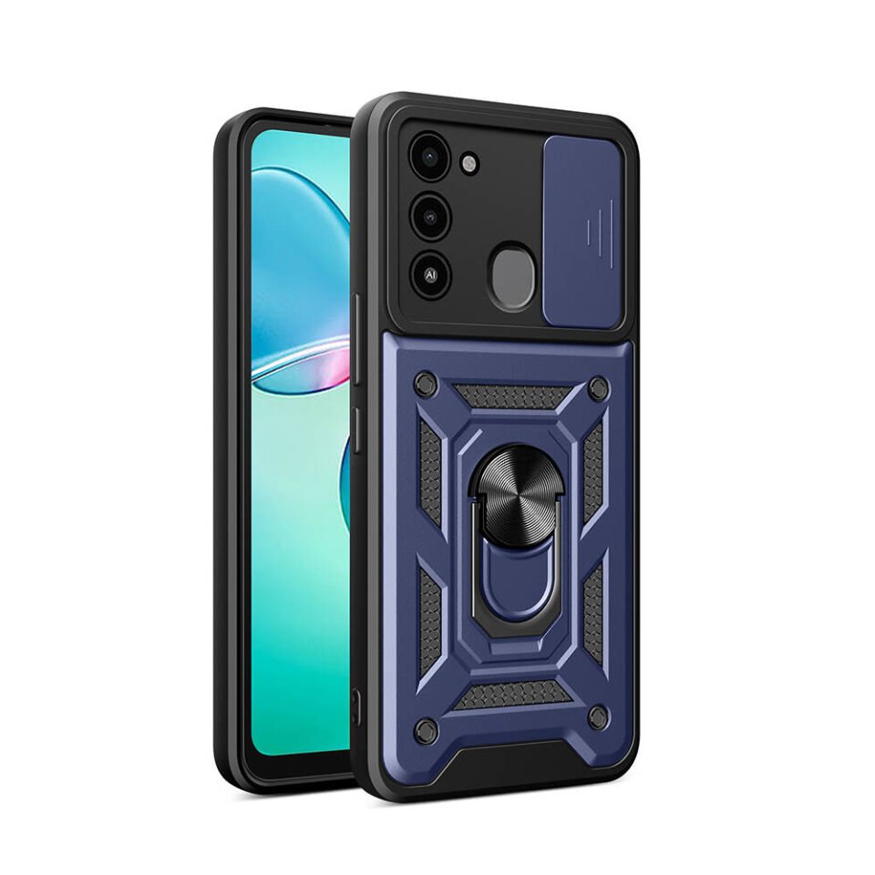 Tecno Spark 8C Kılıf Magnetik Standlı Kamera Korumalı HEPTEKİLETİŞİM Sürgülü Vega Kapak