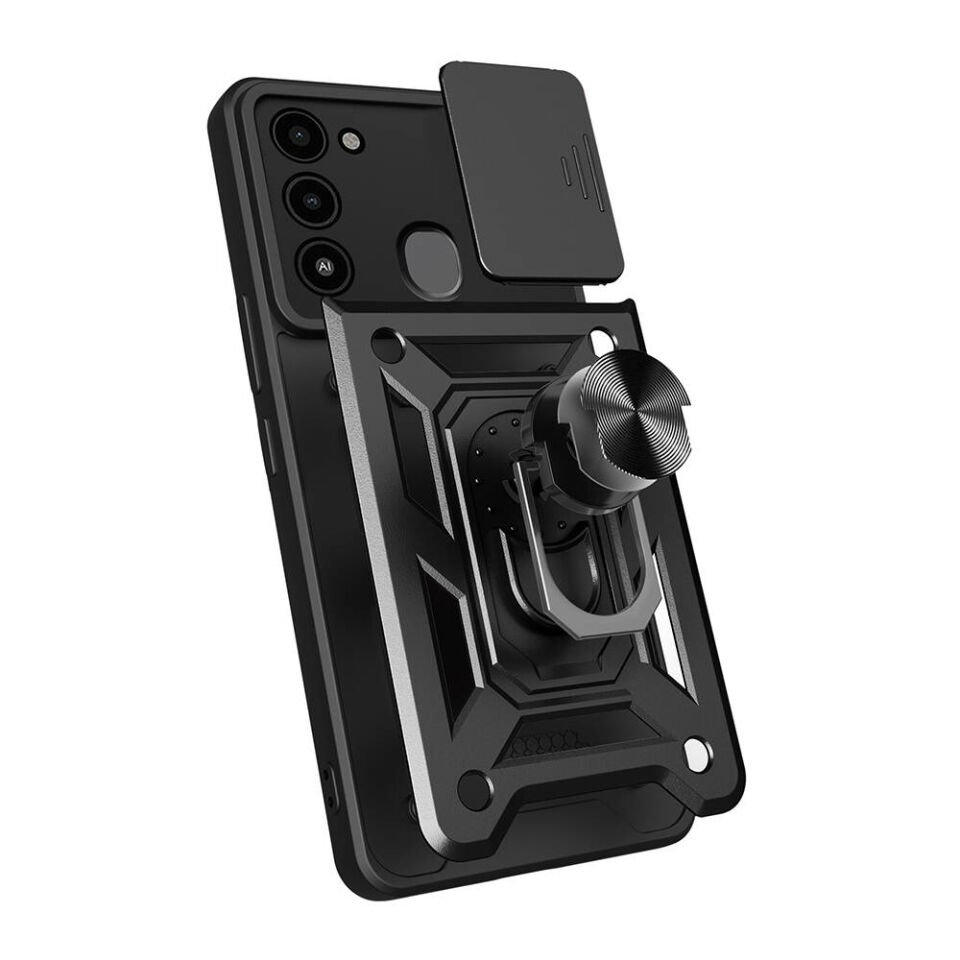 Tecno Spark 8C Kılıf Magnetik Standlı Kamera Korumalı HEPTEKİLETİŞİM Sürgülü Vega Kapak