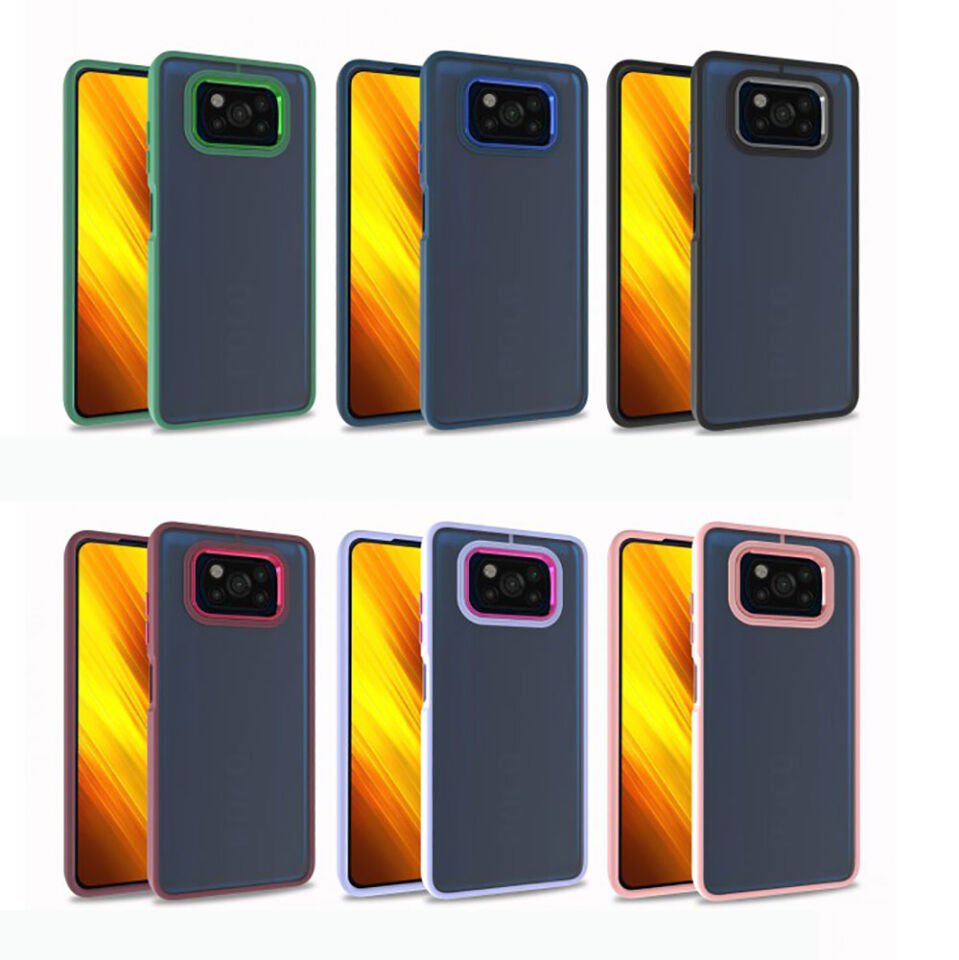 Xiaomi Poco X3 Kılıf Kamera Çıkıntılı Arkası Şeffaf Hassas Tuşlu Kenarlı Kapak (Flora) Kırmızı