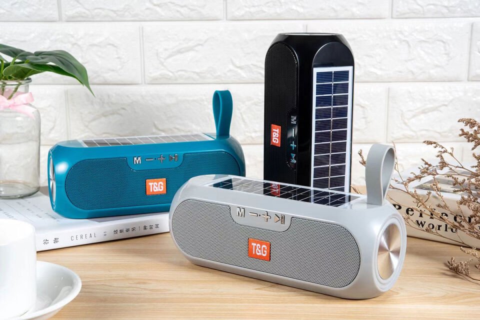 Bluetooth Hoparlör Speaker Güneş Enerjili FM Radyo Özellikli AUX USB Kart Okuyucu Portlu (TG182) Siyah